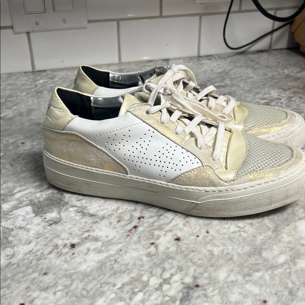 P448 White and Gold Sneakers - Picture 2 of 8